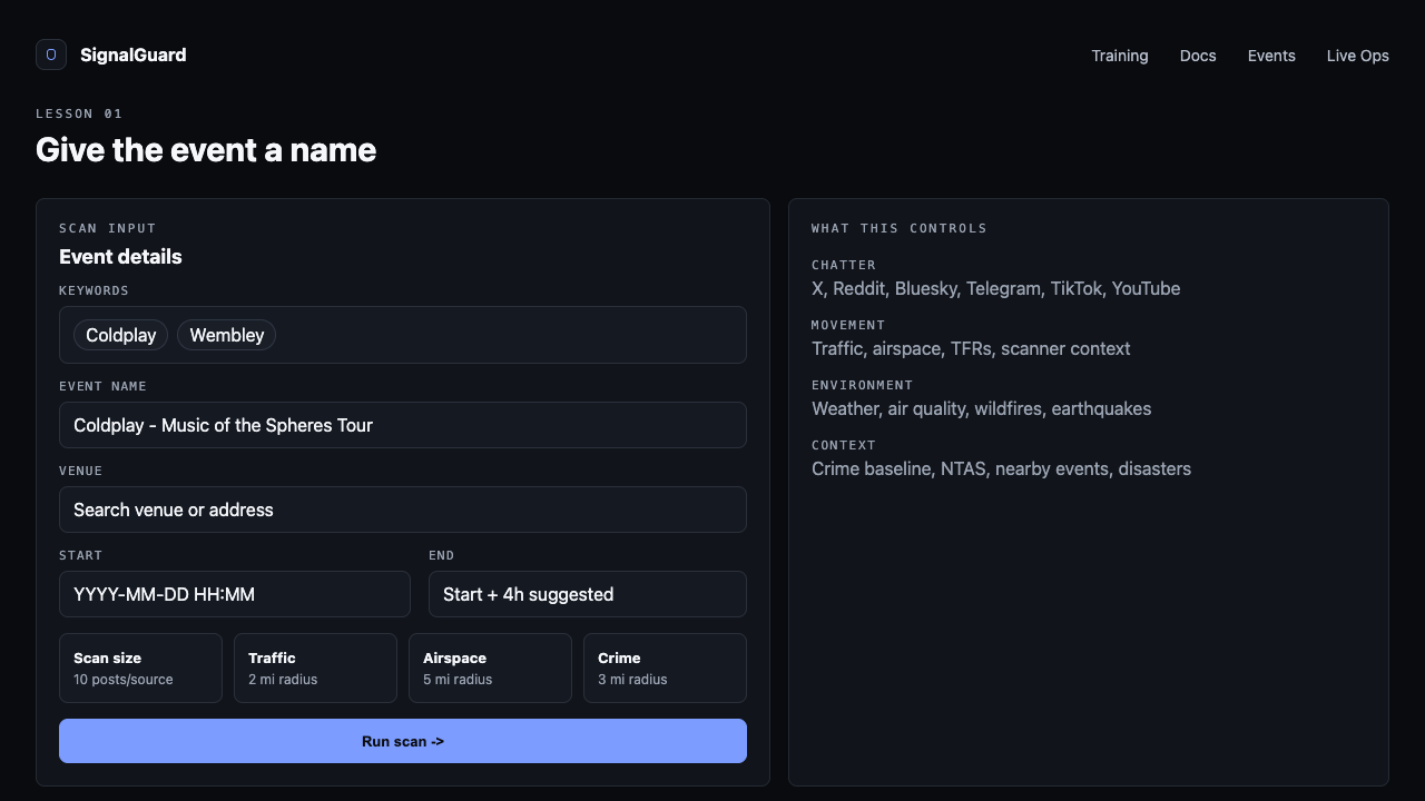 Event name field with "Coldplay · Music of the Spheres Tour" typed in.